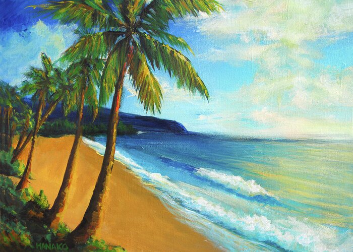 Beach Greeting Card featuring the painting Aloha by Hanako Hawaii