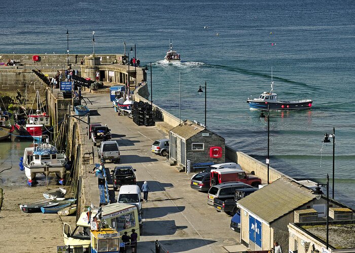 Britain Greeting Card featuring the photograph Along The South Pier - Newquay Harbour by Rod Johnson