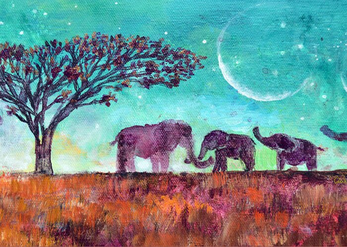 Elephants Greeting Card featuring the painting Always Here For You by Ashleigh Dyan Bayer