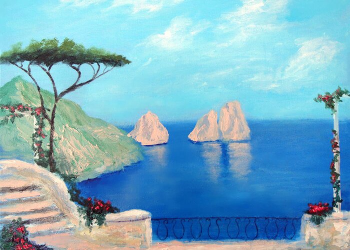 Amalfi Greeting Card featuring the painting Amalfi Beauty by Larry Cirigliano