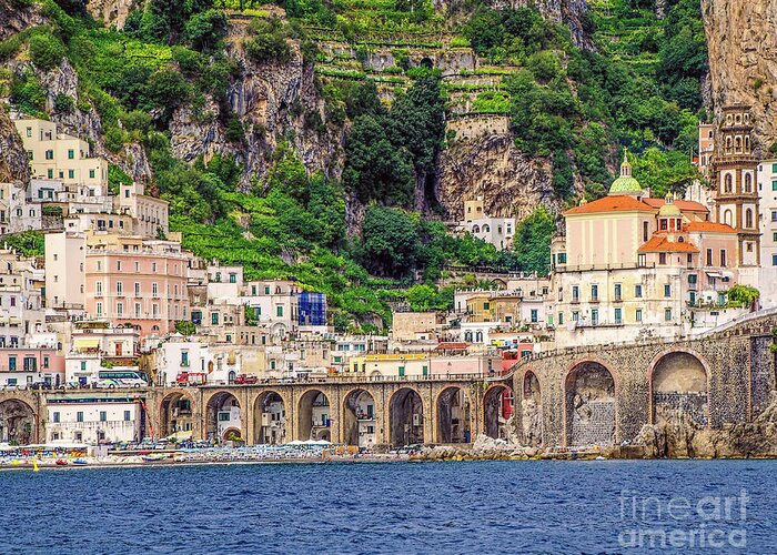 Amalfi Town Greeting Card featuring the photograph Amalfi by Maria Rabinky