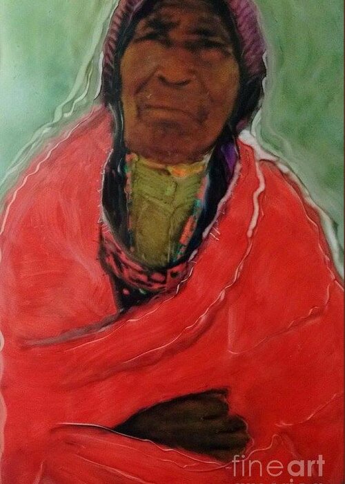 Global Wise Woman Elders Spirituality Aboriginal Cultural Greeting Card featuring the painting Amazing Grace by FeatherStone Studio Julie A Miller