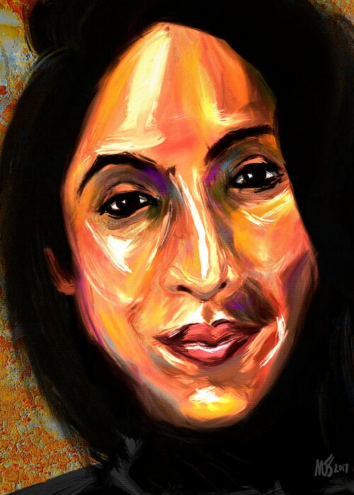 Portrait Greeting Card featuring the digital art Woman In Amber by Michael Kallstrom