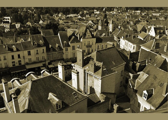  Greeting Card featuring the photograph Amboise, France Sepia by Jani Freimann