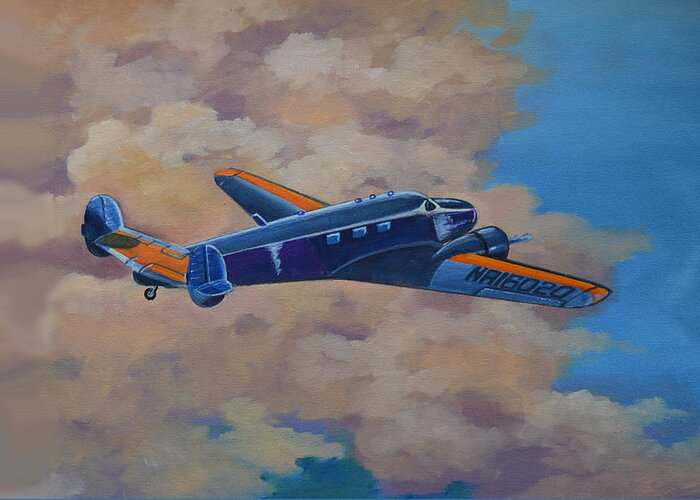 Aviation Artwork Greeting Card featuring the painting Amelia Earheart by Murray McLeod