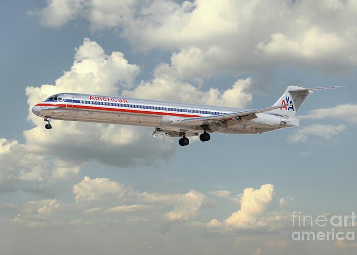 Md80 Greeting Card featuring the digital art American Airlines MD-80 by Airpower Art