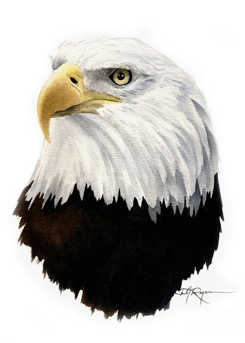 Bald Greeting Card featuring the painting American Bald Eagle by David Rogers
