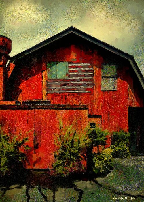 Barn Greeting Card featuring the painting American Barn by RC DeWinter