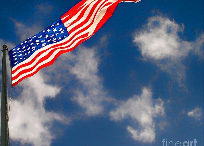Flag Greeting Card featuring the photograph American Flag by Louise Fahy