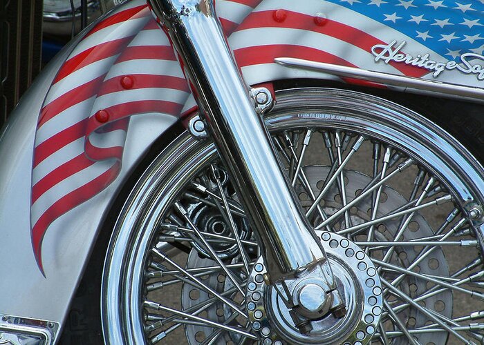 Harley Davidson Greeting Card featuring the photograph American Heritage by Thomas Pipia