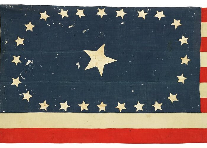 25-star American National Flag Commemorating Arkansas Statehood On June 15 Greeting Card featuring the painting American National Flag Commemorating Arkansas by MotionAge Designs