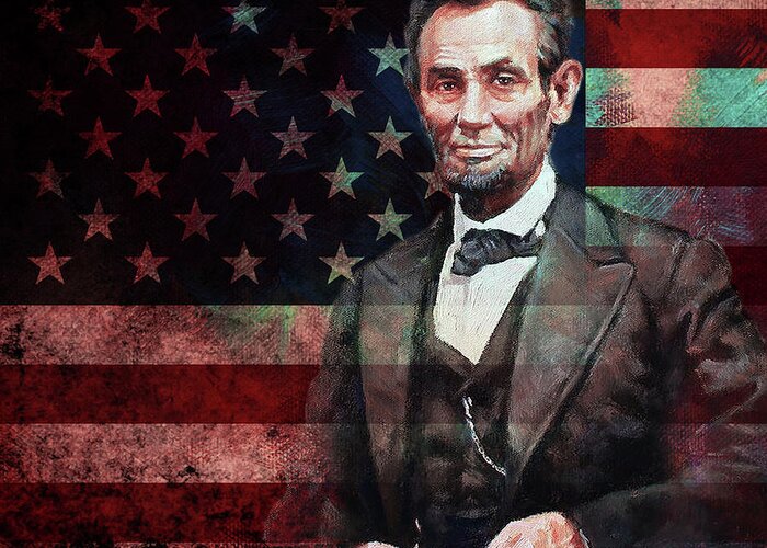 American Greeting Card featuring the painting American President Abraham Lincoln 01 by Gull G