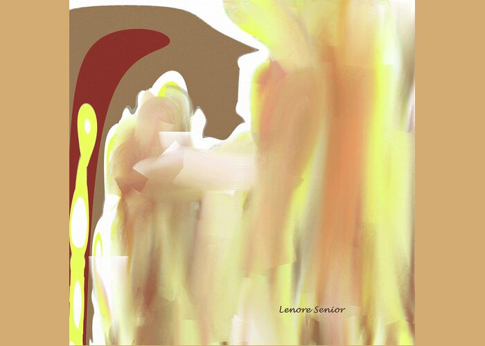 Abstract Greeting Card featuring the mixed media American Quarter Horse by Lenore Senior