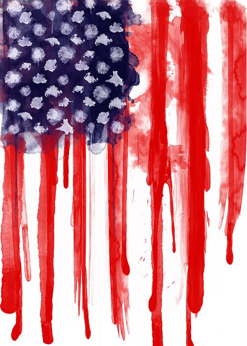 America Greeting Card featuring the painting American Spatter Flag by Nicklas Gustafsson