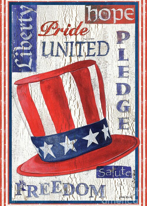 American Greeting Card featuring the painting Americana Patriotic by Debbie DeWitt