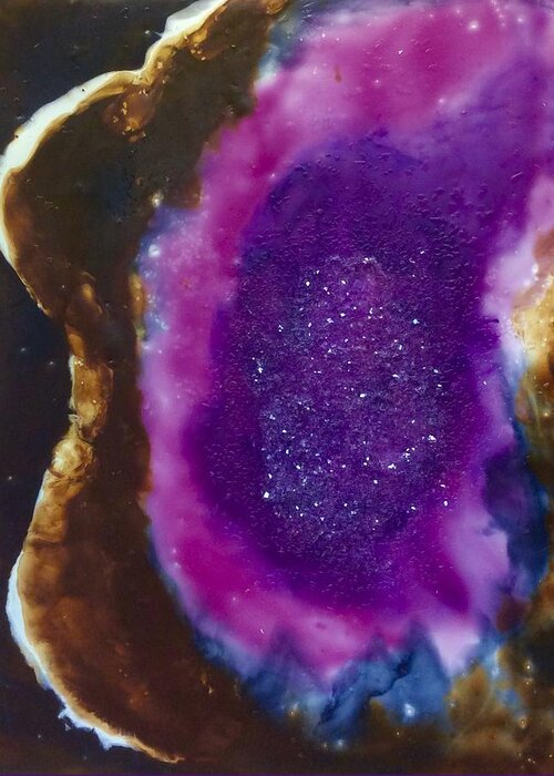 Amethyst Greeting Card featuring the painting Amethyst Encaustic Abstract by Kay Shaffer