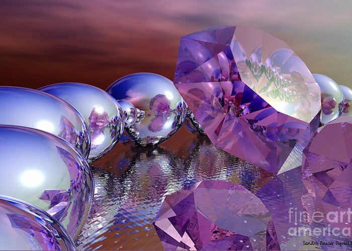 Bryce Greeting Card featuring the digital art Amethysts and Pearls by Sandra Bauser