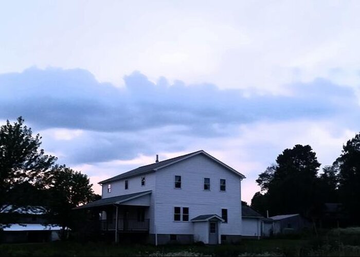 Amish Greeting Card featuring the photograph Amish house at sunset by Kimberly W