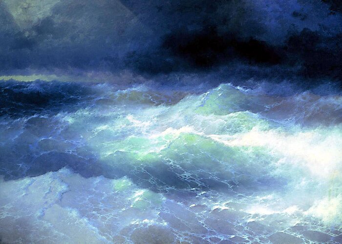 Ivan Aivazovsky Greeting Card featuring the painting Among the waves by Aivazovsky