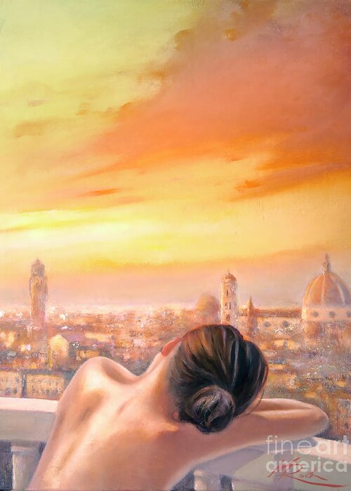Amore Di Firenze Greeting Card featuring the painting Amore di Firenze Love of Florence by Michael Rock
