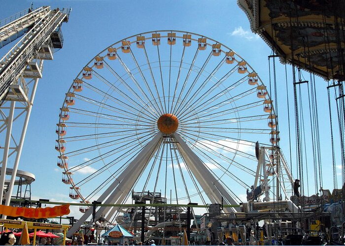 Larger Ferris Wheels Greeting Card featuring the photograph Amusement 13 by Joyce StJames