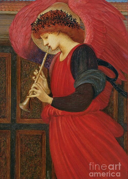 An Angel Playing A Flageolet Greeting Card featuring the painting An Angel Playing a Flageolet by Edward Burne-Jones