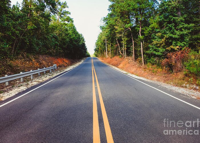 Empty Greeting Card featuring the photograph An empty road by Iryna Liveoak