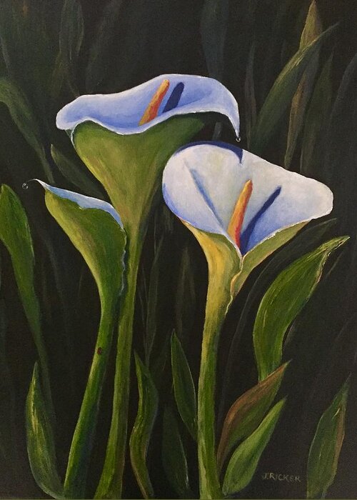 Lily Greeting Card featuring the painting An Evening With Calla by Jane Ricker