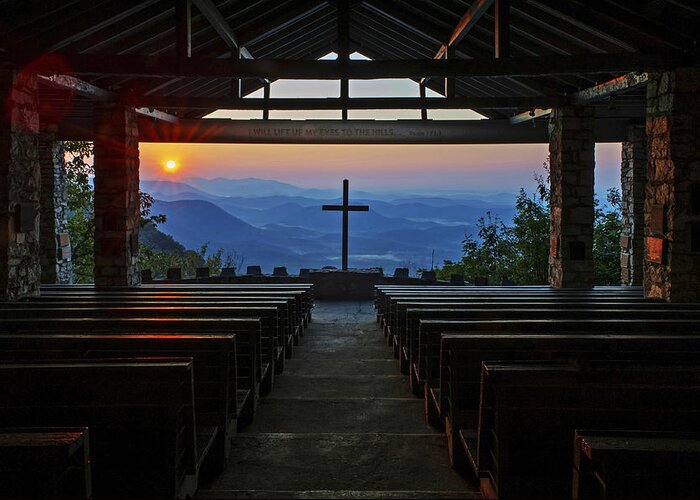Chapel Greeting Card featuring the photograph An Outdoor Mountain Chapel  Symmes Chapel aka Pretty Place Greenville SC by Willie Harper