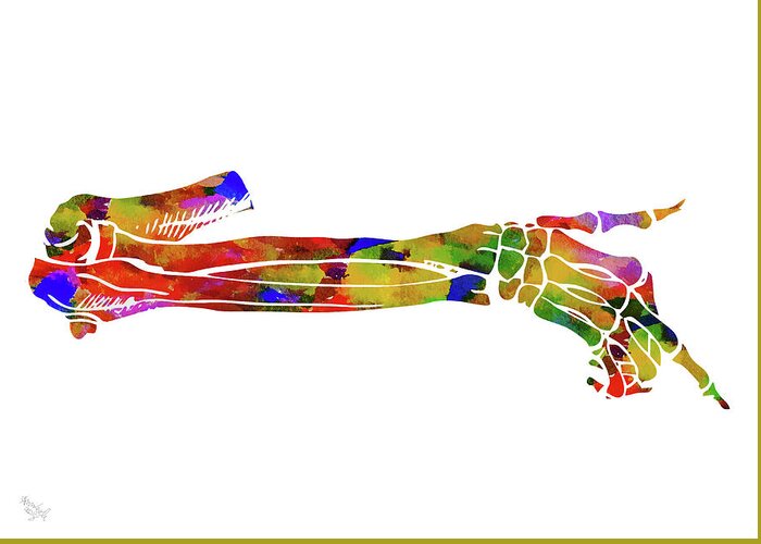 Anatomy Greeting Card featuring the mixed media Anatomical Arm by Ann Leech