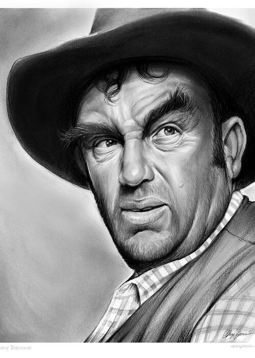 Andy Devine Greeting Card featuring the drawing Andy Devine by Greg Joens