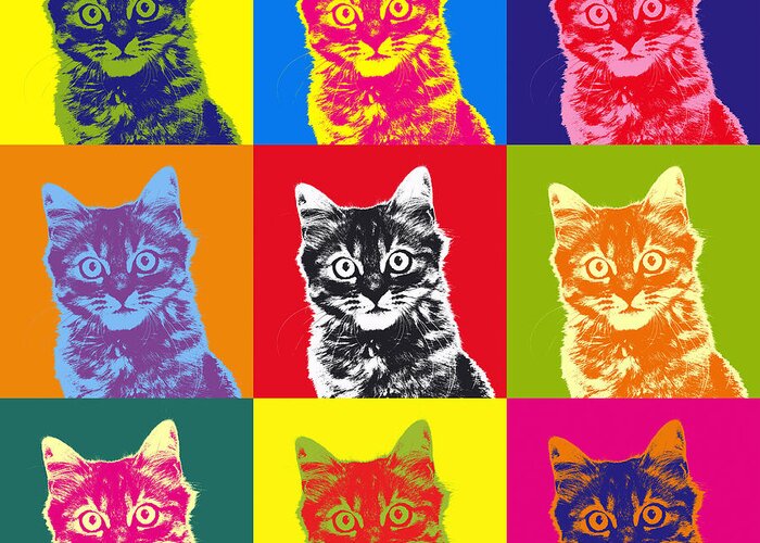 Warhol Greeting Card featuring the photograph Andy Warhol Cat by Warren Photographic