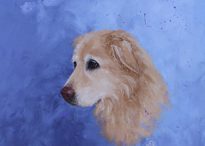 Dog Art Greeting Card featuring the painting Angel, a Golden Retriever by Monica Burnette