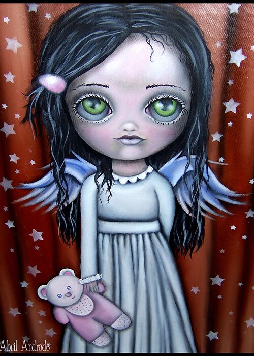 Abril Andrade Griffith Greeting Card featuring the painting Angel Girl by Abril Andrade