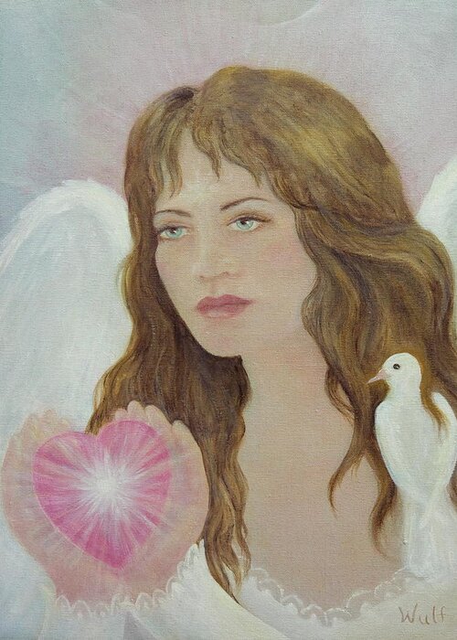 Angel Greeting Card featuring the painting Angel Heart by Bernadette Wulf