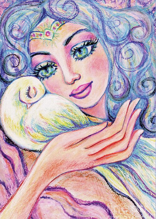Angel Woman Greeting Card featuring the painting Angel of Tranquility by Eva Campbell