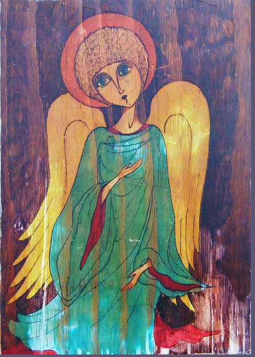 Original Art Greeting Card featuring the greeting card Angel by Rae Chichilnitsky
