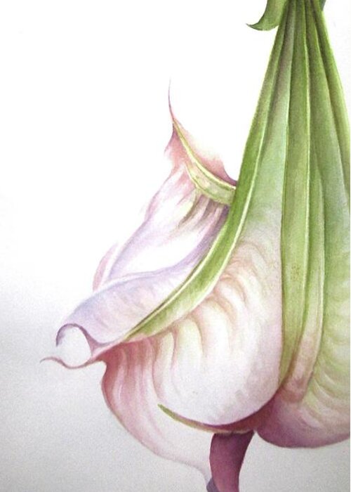 Angel Trumpet Greeting Card featuring the painting Angel Trumpet by Lorraine Ulen