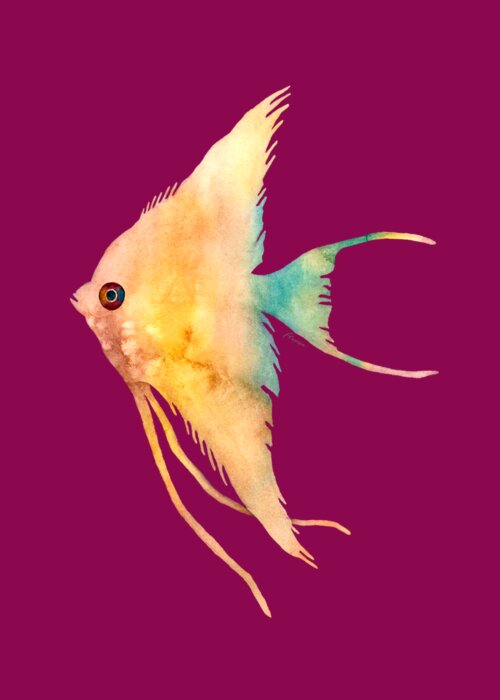 Fish Greeting Card featuring the painting Angelfish II - solid background by Hailey E Herrera