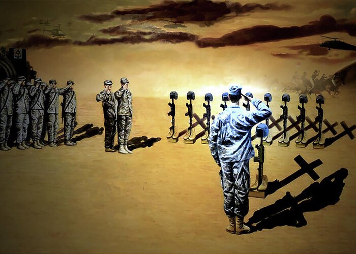Military Art Greeting Card featuring the painting Angels of the Sand by Todd Krasovetz