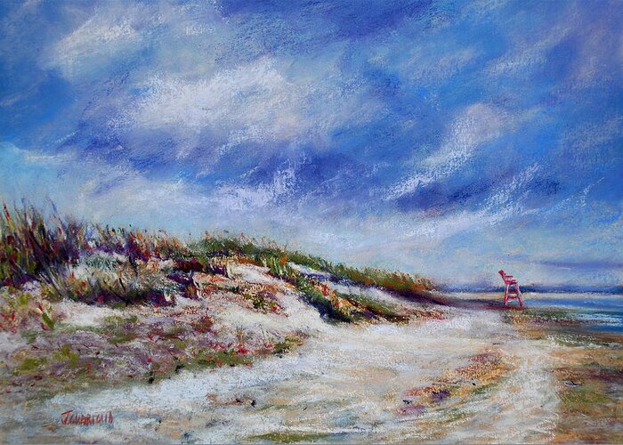 Seascape Greeting Card featuring the pastel Anglesea by Joyce Guariglia