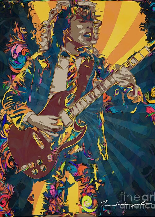 Angus Young Greeting Card featuring the digital art Angus Young by Tim Wemple