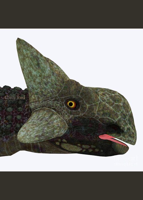 Ankylosaurus Greeting Card featuring the digital art Ankylosaurus Dinosaur Head by Corey Ford