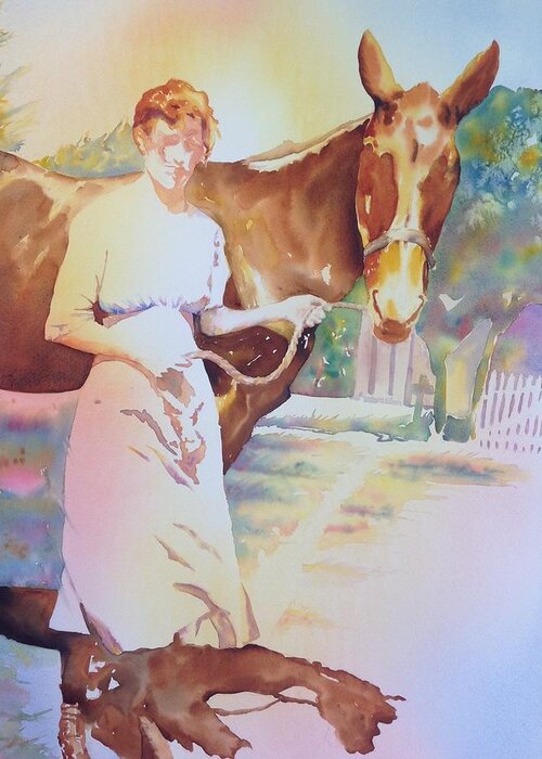  Greeting Card featuring the painting Anna Violet Stubblefield and Lightning Circa1913 by Tara Moorman