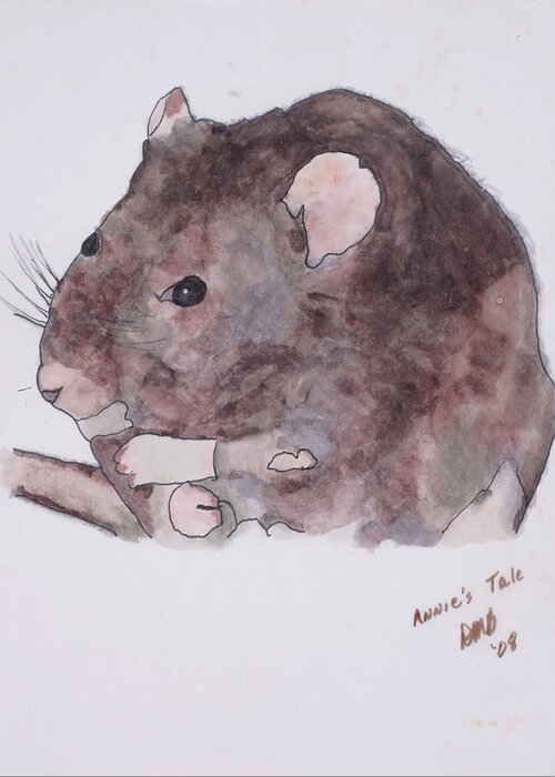 Rat Greeting Card featuring the painting Annie's Tale by Dawn Boswell Burke