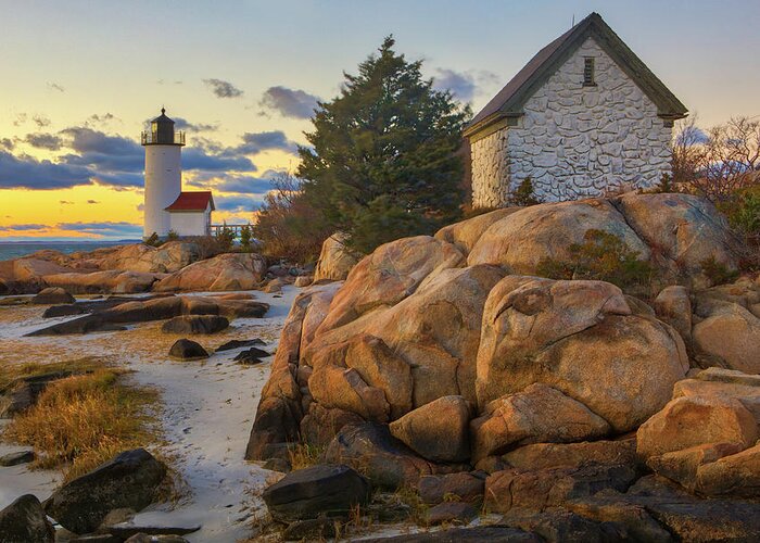 Annisquam Lighthouse Greeting Card featuring the photograph Annisquam Harbor Lighthouse by Juergen Roth