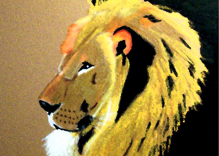 Lion Greeting Card featuring the painting Another Leo by Lorna Lorraine