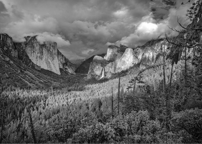 Amazing Greeting Card featuring the photograph Ansel Adams inspired Yosemite Tunnel View by Scott McGuire