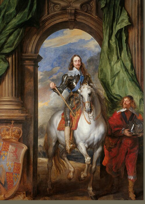 Anthony Van Dyck Greeting Card featuring the painting Anthony van Dyck - Charles I with M. de St Antoine by Anthony van Dyck