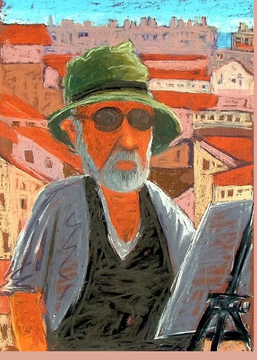 Self Portrait Greeting Card featuring the painting Antibes Self by Gary Coleman